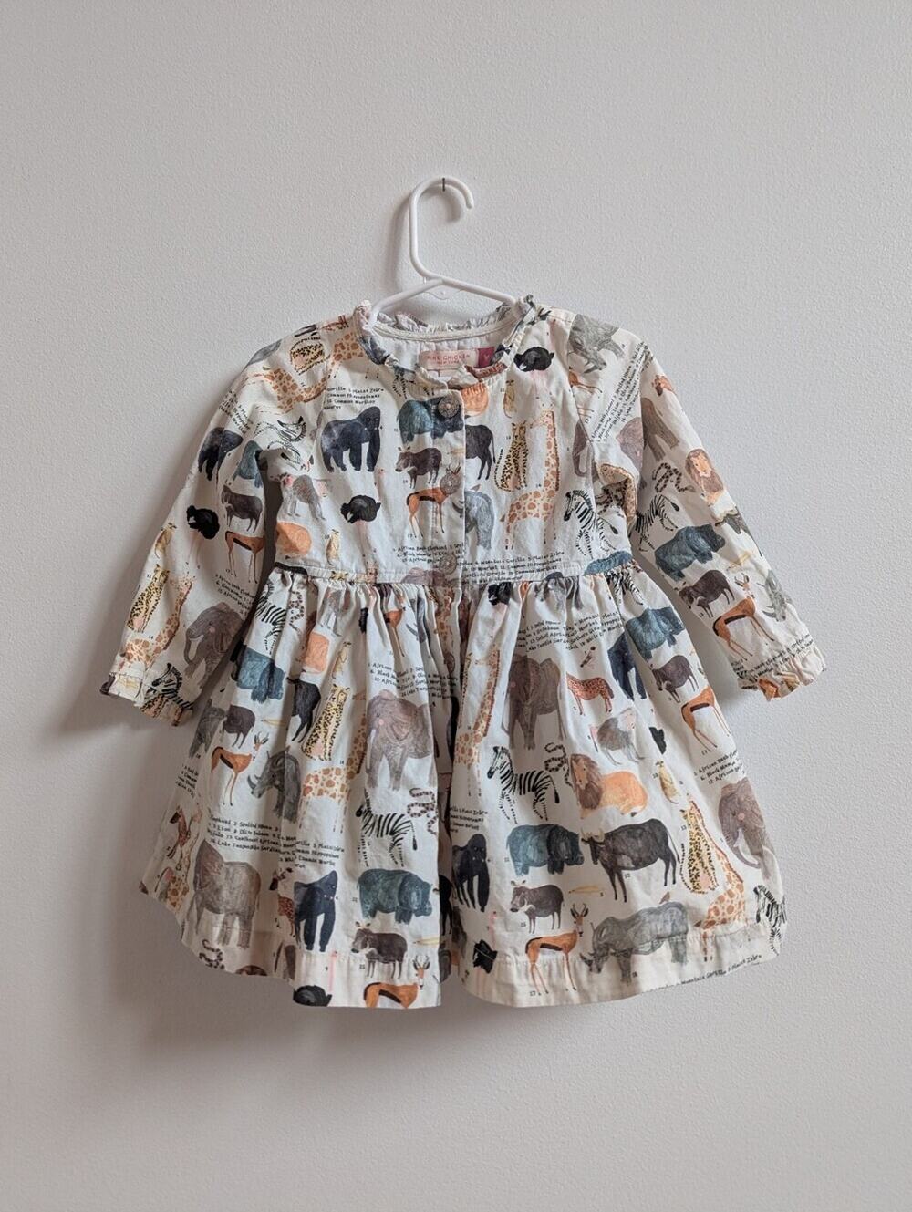 Pink Chicken 2T Dress Girls Animals Safari Facts Whimsical